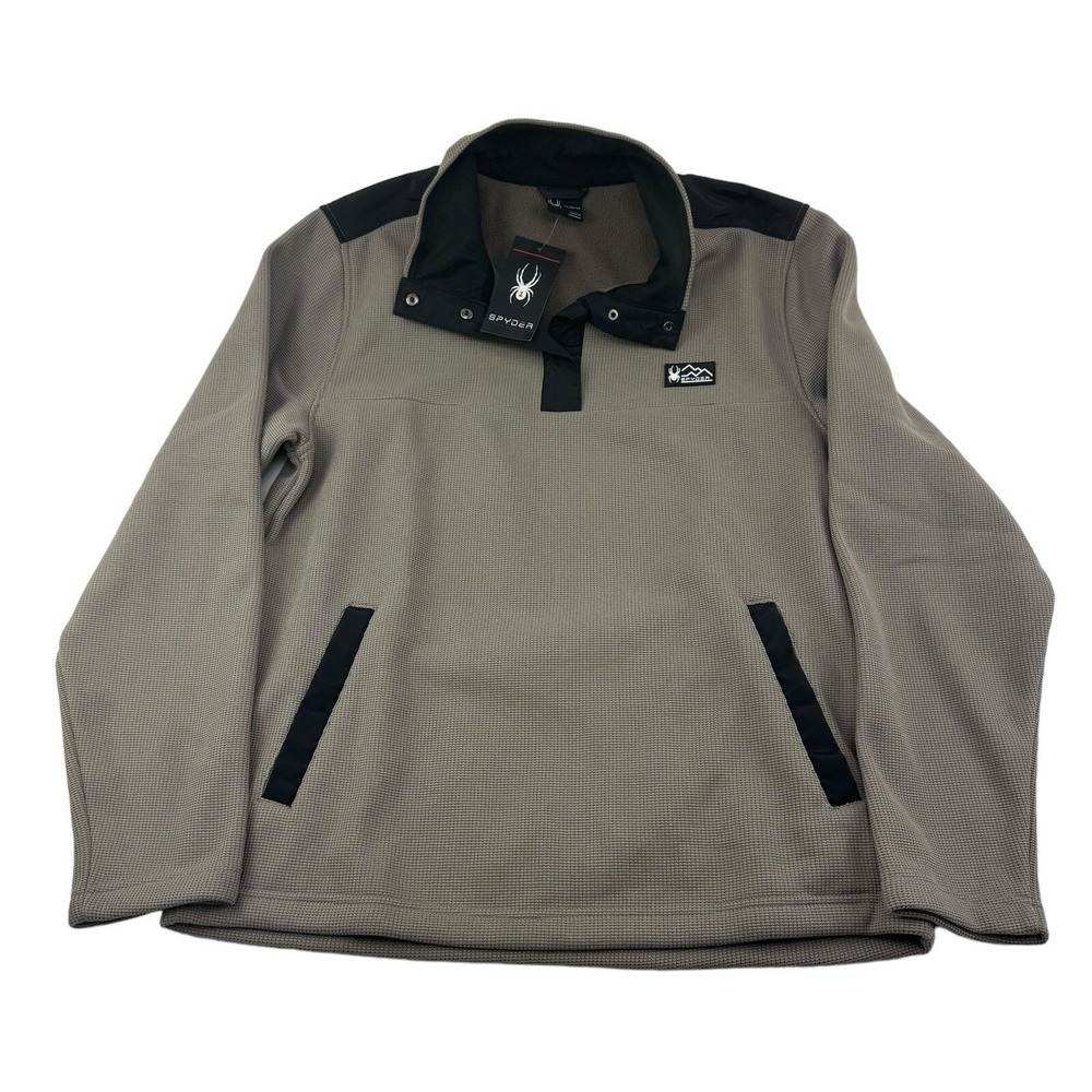 NWT Spyder Brown Cinder Polyester 1/4 Snap Pullover Sweater Mens Size Medium